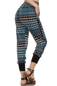 Jogger w- Blue square bead print style 2