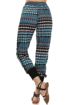 Jogger w- Blue square bead print style 3