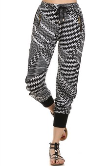 Joggers-black & white tribal style 2