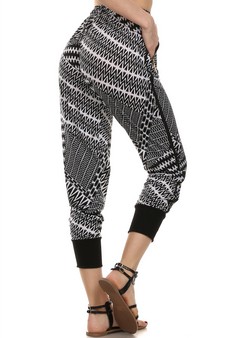 Joggers-black & white tribal style 3