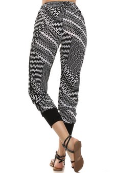 Joggers-black & white tribal style 4