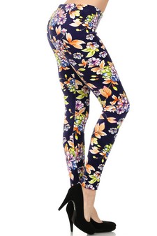 Vintage Floral printed-Stretch Velour Leggings style 2