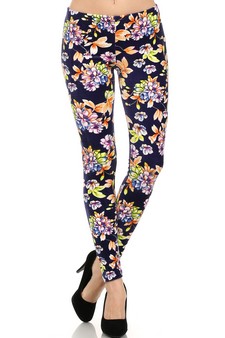 Vintage Floral printed-Stretch Velour Leggings style 3