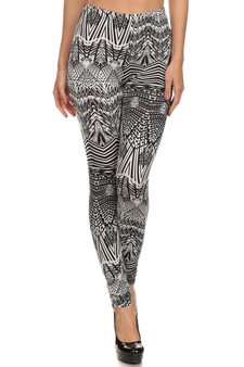 Stretch Velour printed leggings, has tribal print style 2