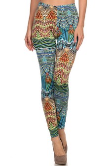 Tropical Tribal Velour Printed Leggings style 2