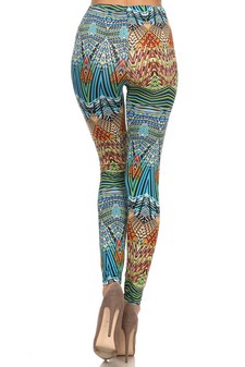 Tropical Tribal Velour Printed Leggings style 3