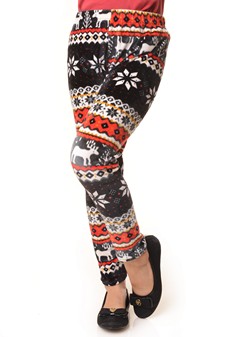 Kid's Stretch Velour Printed Leggings style 2