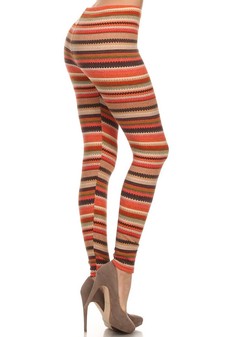 Tribal Sand dune Stripe Velour Printed Legging style 2