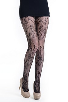 Lady's Honeycomb Mesh and Twigs Fashion Designed Fishnet Pantyhose