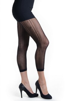 Lady's Leon Stripe Patterns Fashion Designed Fishnet Capri Tights style 2