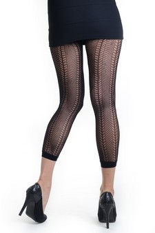 Lady's Leon Stripe Patterns Fashion Designed Fishnet Capri Tights style 3