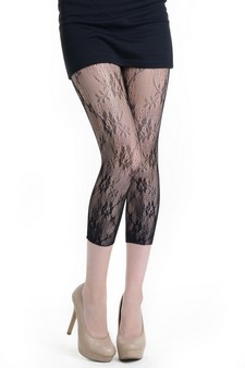 Lady's Roxanne Rose Fashion Designed Fishnet Capri Tights style 2