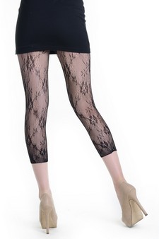 Lady's Roxanne Rose Fashion Designed Fishnet Capri Tights style 3