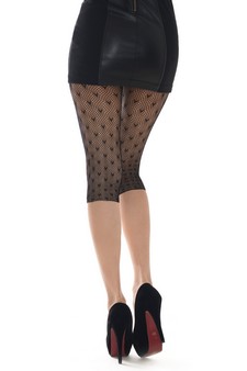 Lady's Mini Hearts Fashion Designed Fishnet Capri Tights style 3