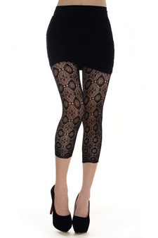 Lady's Circle Geometric Fishnet Capri Tights style 2