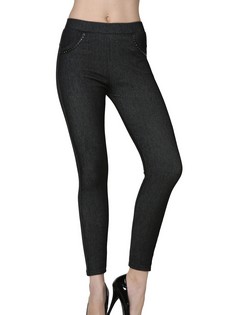 Winter Fleece Jean Legging with Leatherette and Rhinestone Pocket Details style 3