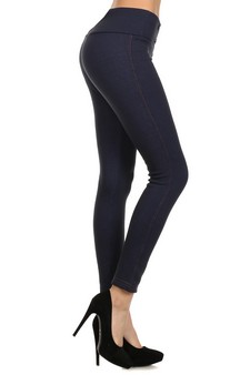 Blue Fleece Jeggings w-Sailor buttons style 2