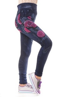 Kid's Sublimation Carnation Paisley Print Fleece Lined Jeggings