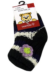 FLOWER AND STRIPED NON SKID SLIPPER SOCKS style 5