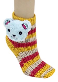 TEDDY BEAR KNITTED NON SKID SLIPPER SOCKS style 4