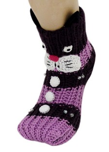 BUNNY RABBIT KNITTED NON SKID 3D ANIMAL SLIPPER SOCKS style 5