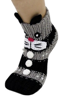 BUNNY RABBIT KNITTED NON SKID 3D ANIMAL SLIPPER SOCKS style 6