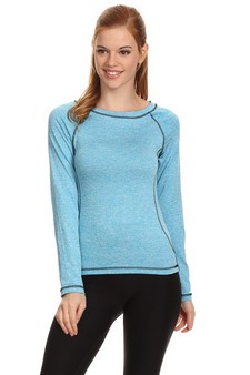 Women's Heathered Long Sleeve Athleisure Top style 2