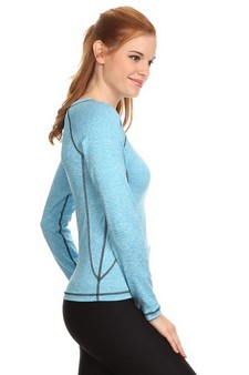 Women's Heathered Long Sleeve Athleisure Top style 3