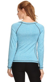 Women's Heathered Long Sleeve Athleisure Top style 4