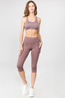 Women's High Rise 5-Pocket Activewear Capri Leggings (Medium only) style 4