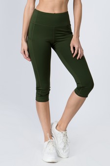 Women's High Rise 5-Pocket Activewear Capri Leggings (Medium only) style 2