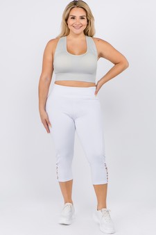 Women's Active Lattice Capri Cutout Workout Leggings style 4