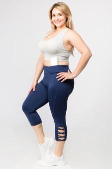 Women's Active Lattice Capri Cutout Workout Leggings style 5