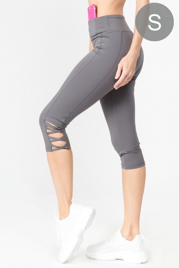 Women's Active Lattice Capri Cutout Workout Leggings - Wholesale 