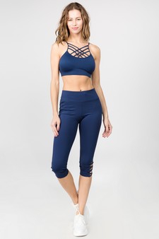 Women's Active Lattice Capri Cutout Workout Leggings style 2