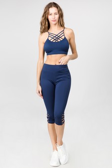 Women's Active Lattice Capri Cutout Workout Leggings style 3