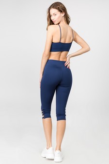 Women's Active Lattice Capri Cutout Workout Leggings style 4