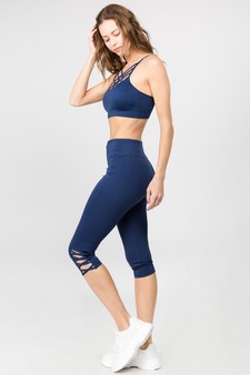 Women's Active Lattice Capri Cutout Workout Leggings style 5