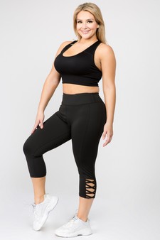 Women's Lattice Capri Cutout Activewear Leggings style 5