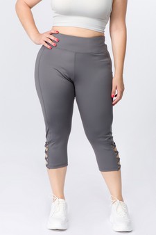 Women's Active Lattice Capri Cutout Workout Leggings style 2