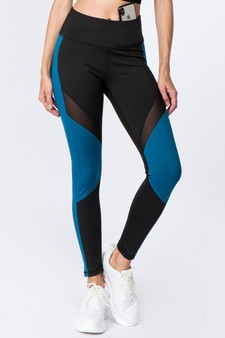 Women's High Rise Colorblock Mesh Activewear Leggings with Pockets style 3