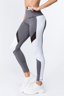 Women's High Rise Colorblock Mesh Activewear Leggings with Pockets style 2