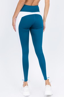 Women's High Rise Colorblock Mesh Activewear Leggings with Pockets style 3