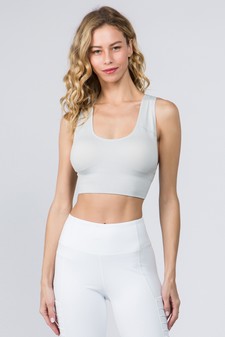 Lady's Solid Color Sports Bra w/Ring Embellishment at Back style 4