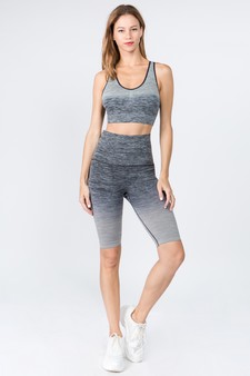 Women's Active Ombre Sports Bra And Bike Shorts Set style 2