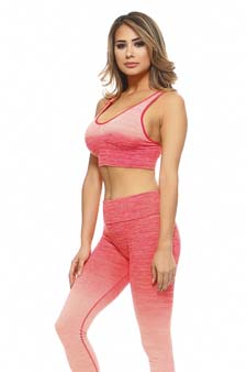 Women's Ombre Sports Bra and Capri Activewear Set style 2