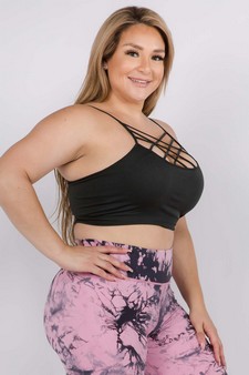 Women’s Seamless Caged Neck Activewear Sports Bra - Plus Size style 3