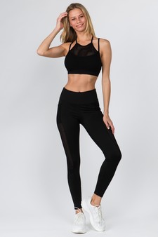 Women's High Neck Mesh Overlay Sports Bra style 6