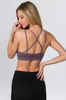 Women's High Neck Mesh Overlay Sports Bra style 3