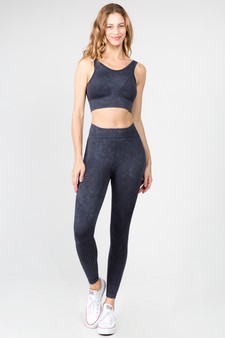 Women's Stone Washed Ribbed Activewear Set style 2